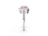 White gold Fancy Pink Radiant  Halo Diamond Engagement Ring with Pavé Band and Four-Prong Setting_101
