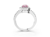 White gold Fancy Pink Radiant  Halo Diamond Engagement Ring with Pavé Band and Four-Prong Setting_102