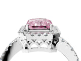 White gold Fancy Pink Radiant  Halo Diamond Engagement Ring with Pavé Band and Four-Prong Setting_103