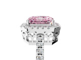 White gold Fancy Pink Radiant  Halo Diamond Engagement Ring with Pavé Band and Four-Prong Setting_104