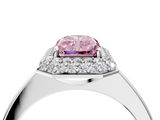 White gold Fancy Pink Radiant  Halo Diamond Engagement Ring with Solitaire Band and Four-Prong Setting_23