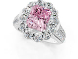 White gold Fancy Pink Radiant  Halo Diamond Engagement Ring with Split Shank and Prong Setting_66