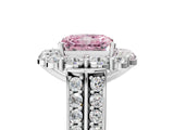 White gold Fancy Pink Radiant  Halo Diamond Engagement Ring with Split Shank and Prong Setting_70