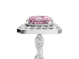 White gold Fancy Pink Radiant  Halo Diamond Engagement Ring with Twisted Band and Four-Prong Setting 5