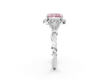 White gold Fancy Pink Radiant  Halo Diamond Engagement Ring with Vintage-Inspired Band and Four-Prong Setting_5