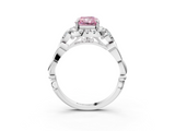 White gold Fancy Pink Radiant  Halo Diamond Engagement Ring with Vintage-Inspired Band and Four-Prong Setting_6