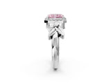 White gold Fancy Pink Radiant  Halo Diamond Floral Band with Four-Prong Setting_57