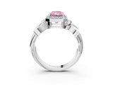 White gold Fancy Pink Radiant  Halo Diamond Floral Band with Four-Prong Setting_57