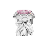 White gold Fancy Pink Radiant  Halo Diamond Floral Band with Four-Prong Setting_59