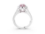 White gold Fancy Pink Radiant  Halo Diamond Floral Split Shank Engagement Ring 3
