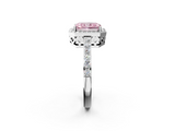 White gold Fancy Pink Radiant  Halo Diamond Pavé Band Ring with Prong Setting_22