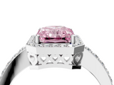 White gold Fancy Pink Radiant  Halo Diamond Pavé Band Ring with Prong Setting_24