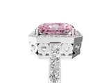White gold Fancy Pink Radiant  Halo Diamond Pavé Band Ring with Prong Setting_25