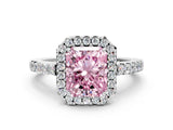 White gold Fancy Pink Radiant  Halo Diamond Pavé Solitaire Ring_45
