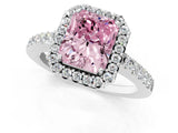 White gold Fancy Pink Radiant  Halo Diamond Pavé Solitaire Ring_46
