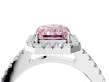 White gold Fancy Pink Radiant  Halo Diamond Pavé Solitaire Ring_49