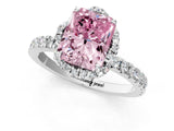 White gold Fancy Pink Radiant  Halo Diamond Pave Band Ring with Four-Prong Setting_16