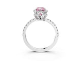 White gold Fancy Pink Radiant  Halo Diamond Pave Band Ring with Four-Prong Setting_18