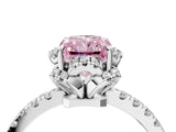 White gold Fancy Pink Radiant  Halo Diamond Pave Band Ring with Four-Prong Setting_19