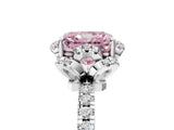 White gold Fancy Pink Radiant  Halo Diamond Pave Band Ring with Four-Prong Setting_20