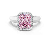 White gold Fancy Pink Radiant  Halo Diamond Ring with Cathedral Band and Four-Prong Setting_49
