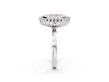 White gold Fancy Pink Radiant  Halo Diamond Ring with Milgrain Edge and Round Prong Setting_40