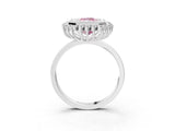 White gold Fancy Pink Radiant  Halo Diamond Ring with Milgrain Edge and Round Prong Setting_41