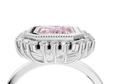 White gold Fancy Pink Radiant  Halo Diamond Ring with Milgrain Edge and Round Prong Setting_42