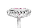 White gold Fancy Pink Radiant  Halo Diamond Ring with Milgrain Edge and Round Prong Setting_42