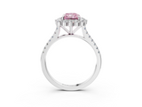 White gold Fancy Pink Radiant  Halo Diamond Ring with Pavé Band and Prong Setting_40