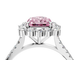 White gold Fancy Pink Radiant  Halo Diamond Ring with Pavé Band and Prong Setting_41