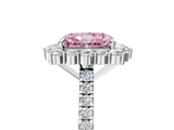 White gold Fancy Pink Radiant  Halo Diamond Ring with Pavé Band and Prong Setting_42