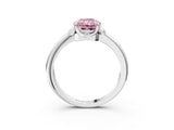 White gold Fancy Pink Radiant  Halo Diamond Ring with Round Cluster Setting, Solitaire Band, and Four-Prong Setting_52