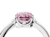White gold Fancy Pink Radiant  Halo Diamond Ring with Round Cluster Setting, Solitaire Band, and Four-Prong Setting_53