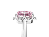 White gold Fancy Pink Radiant  Halo Diamond Ring with Round Cluster Setting, Solitaire Band, and Four-Prong Setting_54