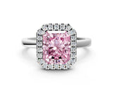 White gold Fancy Pink Radiant  Halo Diamond Solitaire with Pavé Band and Four-Prong Setting_103