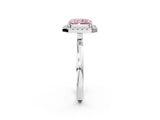White gold Fancy Pink Radiant  Halo Diamond Solitaire with Pavé Band and Four-Prong Setting_106