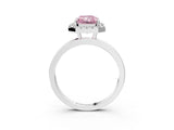 White gold Fancy Pink Radiant  Halo Diamond Solitaire with Pavé Band and Four-Prong Setting_107