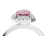 White gold Fancy Pink Radiant  Halo Diamond Solitaire with Pavé Band and Four-Prong Setting_107