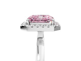 White gold Fancy Pink Radiant  Halo Diamond Solitaire with Pavé Band and Four-Prong Setting_109