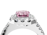 White gold Fancy Pink Radiant  Halo Diamond Split Shank Engagement Ring with Prong Setting_55