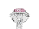 White gold Fancy Pink Radiant  Halo Diamond Split Shank Ring with Milgrain Detail_71