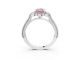 White gold Fancy Pink Radiant  Halo Milgrain Pave Diamond Ring with Four-Prong Setting 3