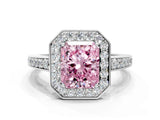 White gold Fancy Pink Radiant  Halo Pavé Diamond Engagement Ring with Bezel Setting_49
