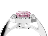 White gold Fancy Pink Radiant  Halo Pavé Diamond Engagement Ring with Bezel Setting_53