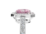 White gold Fancy Pink Radiant  Halo Pavé Diamond Engagement Ring with Bezel Setting_54