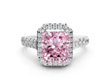 White gold Fancy Pink Radiant  Halo Pavé Diamond Engagement Ring with Four-Prong Setting_26