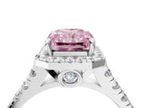 White gold Fancy Pink Radiant  Halo Pavé Diamond Engagement Ring with Four-Prong Setting_30
