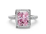 White gold Fancy Pink Radiant  Halo Pave Band Solitaire Ring with Prong Setting_65