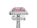 White gold Fancy Pink Radiant  Halo Pave Band Solitaire Ring with Prong Setting_72